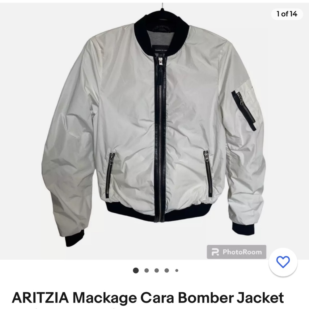 ARITZIA Mackage Cara Bomber Jacket small white black